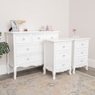 Large White 6 Drawer Chest of Drawers & Pair of 3 Drawer Bedsides - Victoria White Range