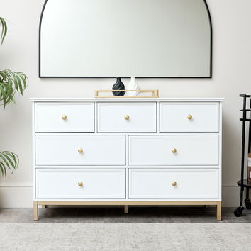 Large White 7 Drawer Chest of Drawers - Aisby White Range