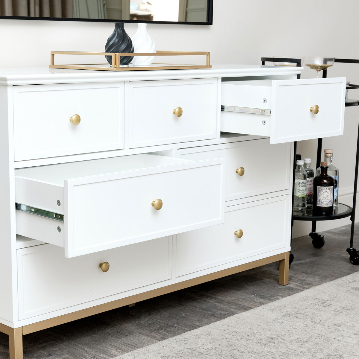 Large 7 Drawer Chest of Drawers Aisby White Range