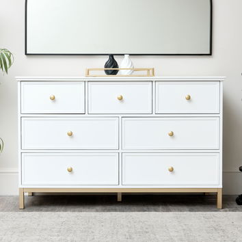 Large White 7 Drawer Chest of Drawers - Aisby White Range