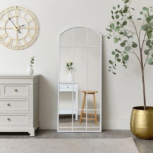Large White Arched Window Mirror - 108cm x 59cm