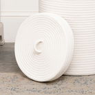 Large White Cotton Rope Lidded Storage Basket - 32.5cm