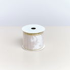 Large White & Gold Shiny Velvet Wired Ribbon Garland - 270cm