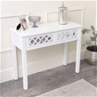 Large White Mirrored Chest of Drawers, Console / Dressing Table & Pair of Bedside Tables - Sabrina White Range