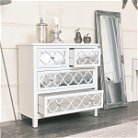 Large White Mirrored Chest of Drawers, Console / Dressing Table & Pair of Bedside Tables - Sabrina White Range