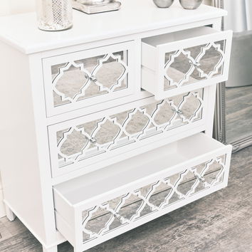 Large White Mirrored Chest of Drawers - Sabrina White Range