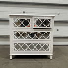 Large White Mirrored Lattice Chest of Drawers - Sabrina White Range