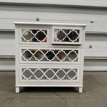 Large White Mirrored Lattice Chest of Drawers - Sabrina White Range