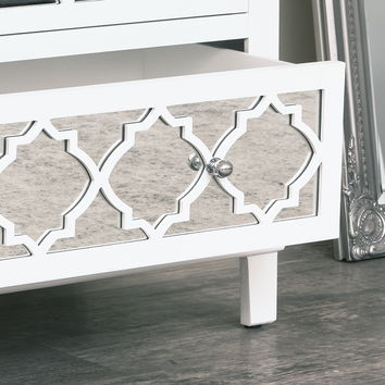 Large White Mirrored Lattice Chest of Drawers - Sabrina White Range