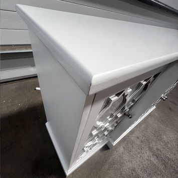 Large White Mirrored Lattice Sideboard - Sabrina White Range