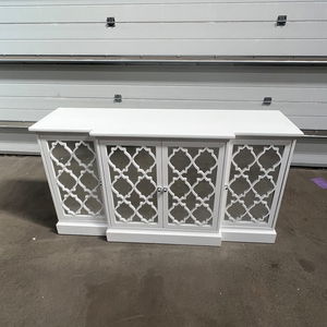 Large White Mirrored Lattice Sideboard - Sabrina White Range - Damaged Second