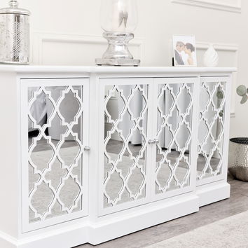 Large White Mirrored Sideboard - Sabrina White Range