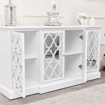 Large White Mirrored Sideboard - Sabrina White Range