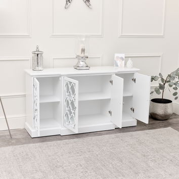 Large White Mirrored Sideboard - Sabrina White Range