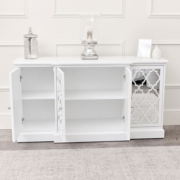 Large White Mirrored Sideboard - Sabrina White Range