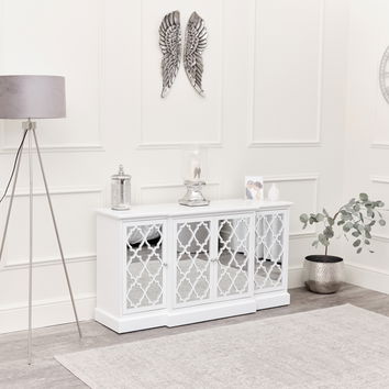 Large White Mirrored Sideboard - Sabrina White Range