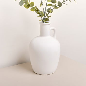 Large White Porcelain Jug Vase - 26cm