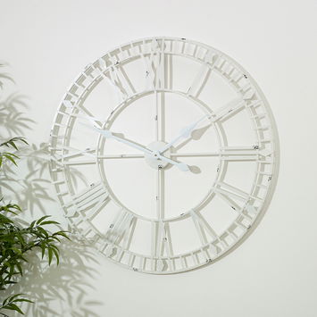 Large White Skeleton Wall Clock