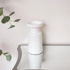 Large White Speckled Metal Round Pillar Candle Holder - 28cm
