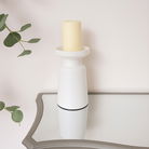 Large White Speckled Metal Round Pillar Candle Holder - 28cm