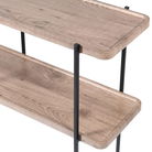 Large Wood & Black 2 Tier Shelf Console Table