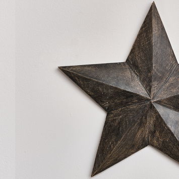Large Wooden Black Wall Star Decoration
