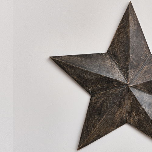 Large Wooden Black Wall Star Decoration
