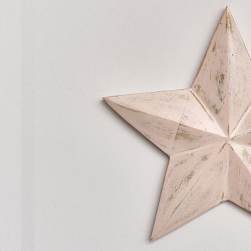 Large Wooden Distressed Pink Wall Star Decoration