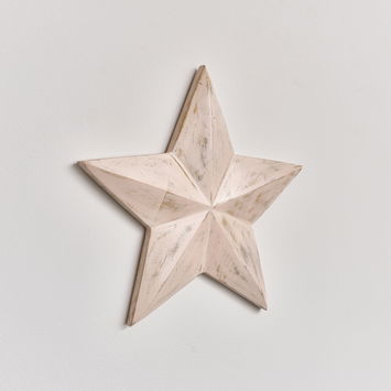 Large Wooden Distressed Pink Wall Star Decoration