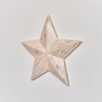Large Wooden Distressed Pink Wall Star Decoration