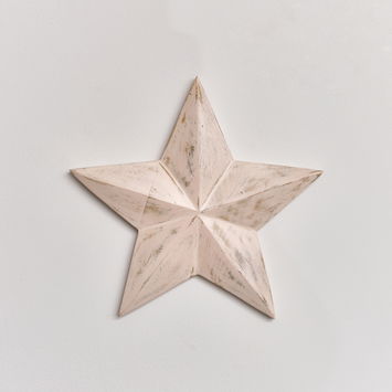 Large Wooden Distressed Pink Wall Star Decoration