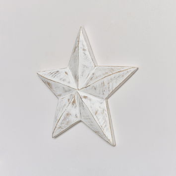 Large Wooden Distressed White Wall Star Decoration