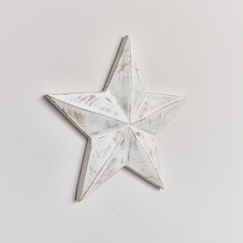 Large Wooden Distressed White Wall Star Decoration