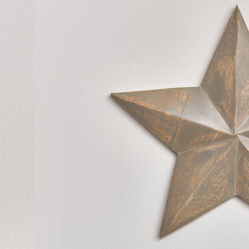 Large Wooden Taupe Wall Star Decoration