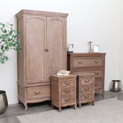 Large Wooden Wardrobe, Wooden 4 Drawer Chest Of Drawers & Pair of Wooden 3 Drawer Bedside Table - Hessian Range