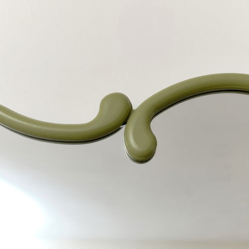 Large Olive Green Vintage Asymmetrical Shaped Wall Mirror - 84cm x 53cm