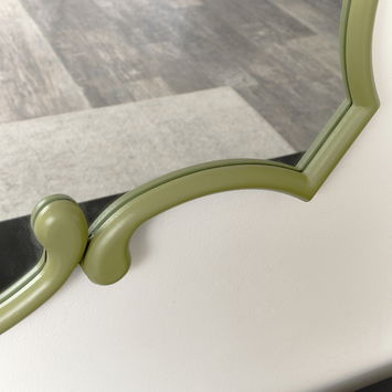 Large Olive Green Vintage Asymmetrical Shaped Wall Mirror - 84cm x 53cm