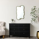 Large Olive Green Vintage Asymmetrical Shaped Wall Mirror - 84cm x 53cm