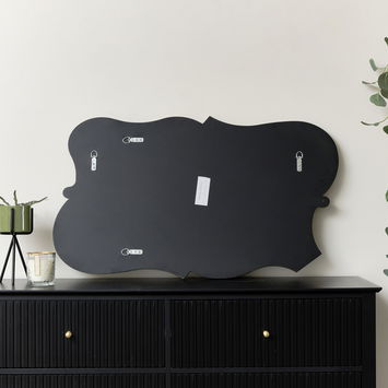 Large Olive Green Vintage Asymmetrical Shaped Wall Mirror - 84cm x 53cm