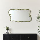 Large Olive Green Vintage Asymmetrical Shaped Wall Mirror - 84cm x 53cm