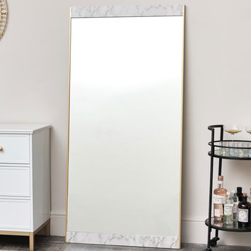 Large Gold & White Marble Leaner Mirror 75cm x 155cm