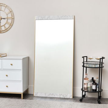 Large Gold & White Marble Leaner Mirror 75cm x 155cm