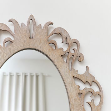 Ornate Vintage Framed Washed Wooden Wall Mirror 48cm x 65cm