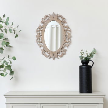 Ornate Vintage Framed Washed Wooden Wall Mirror 48cm x 65cm