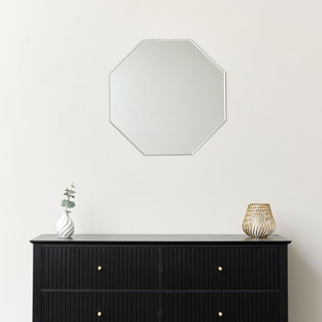 Ornate Octagon Frameless Bevelled Wall Mirror 60cm x 60cm 