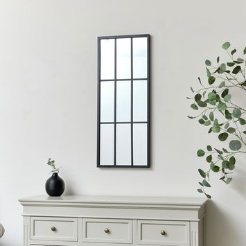 Matt Black Window Mirror 94cm x 38cm