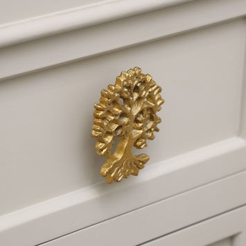 Antique Gold Oak Tree Drawer Knob