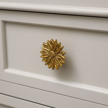 Large Gold Sunflower Drawer Knob