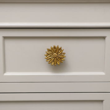 Large Gold Sunflower Drawer Knob