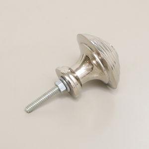 Round Shiny Silver Swirl Detailed Drawer Knob